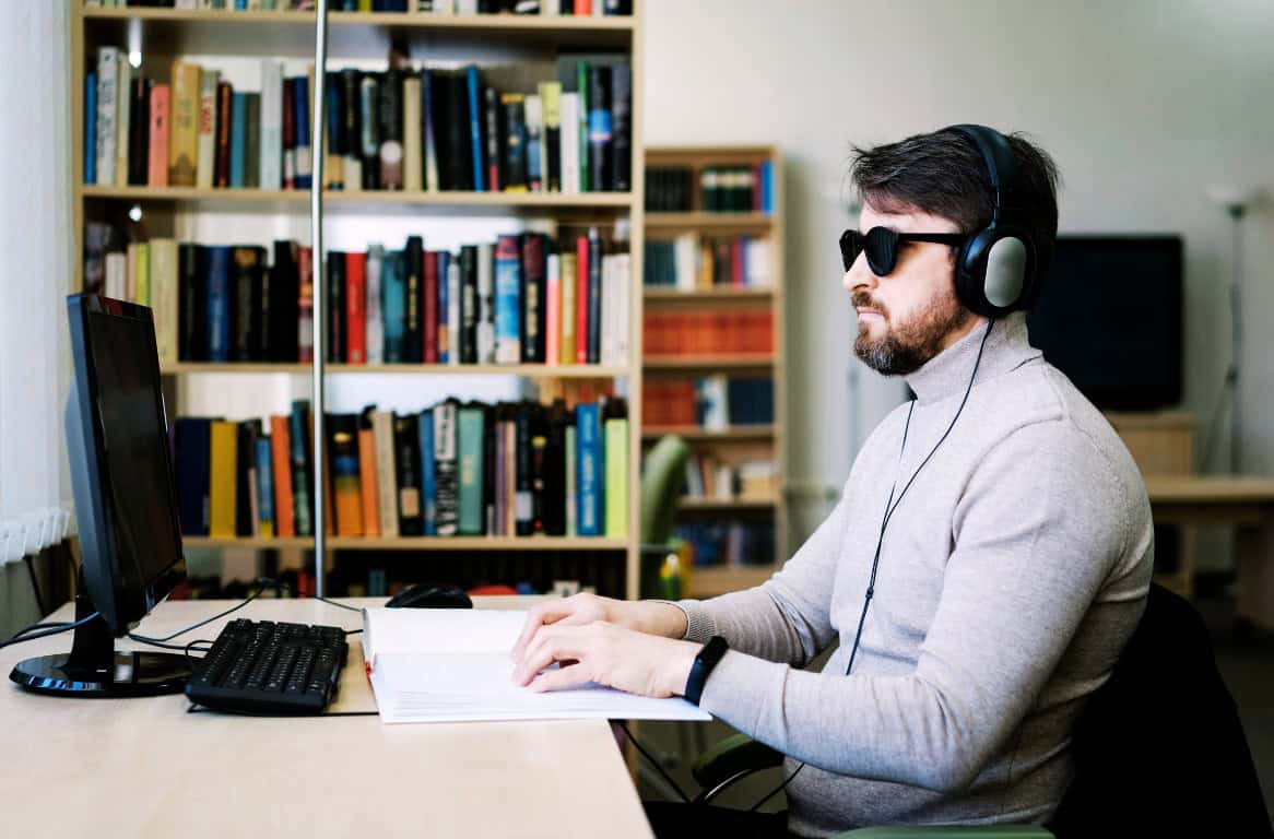 A person using accessible technology to navigate a website
