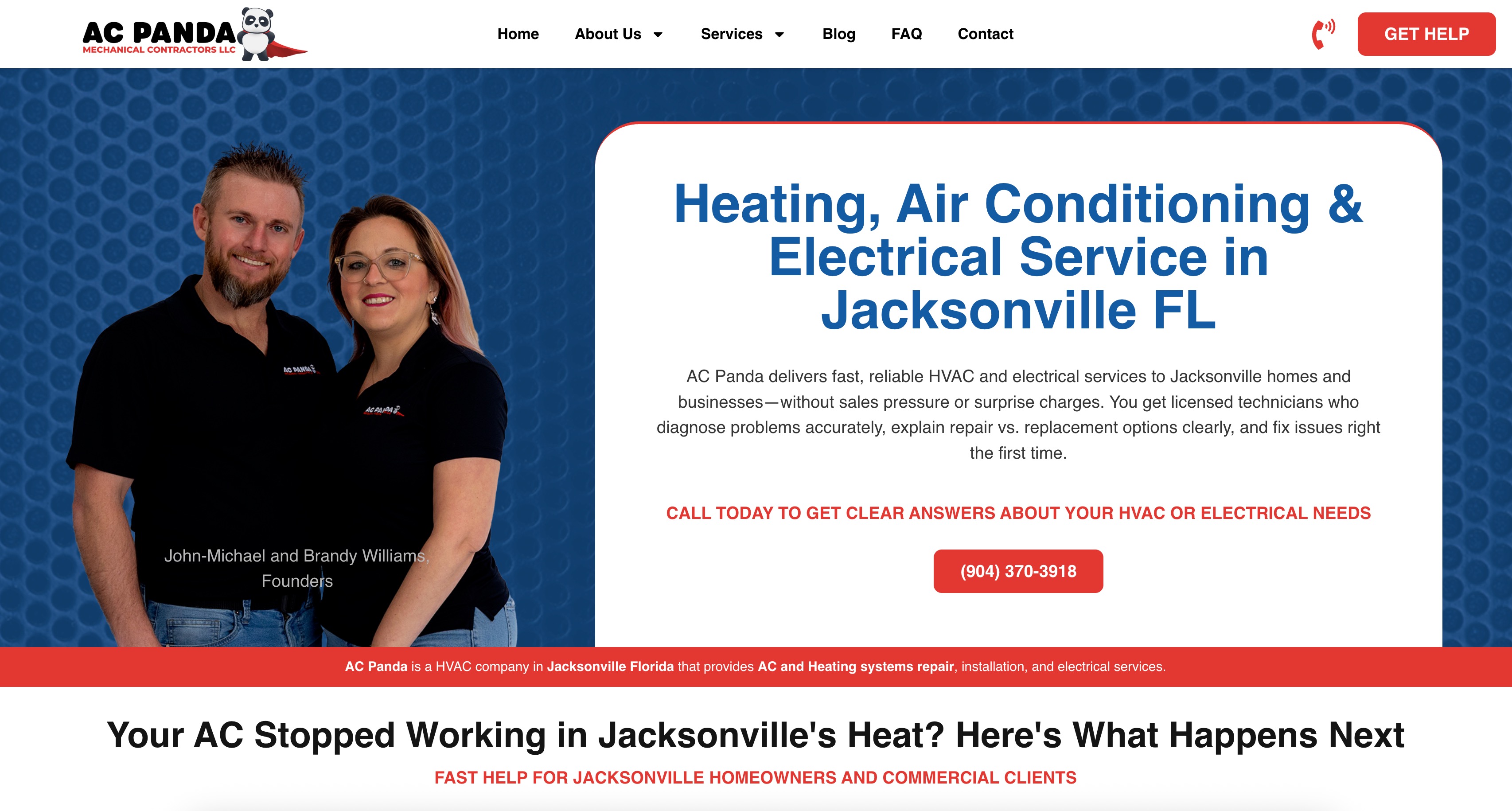 AC Panda Mechanical Contractors homepage screenshot