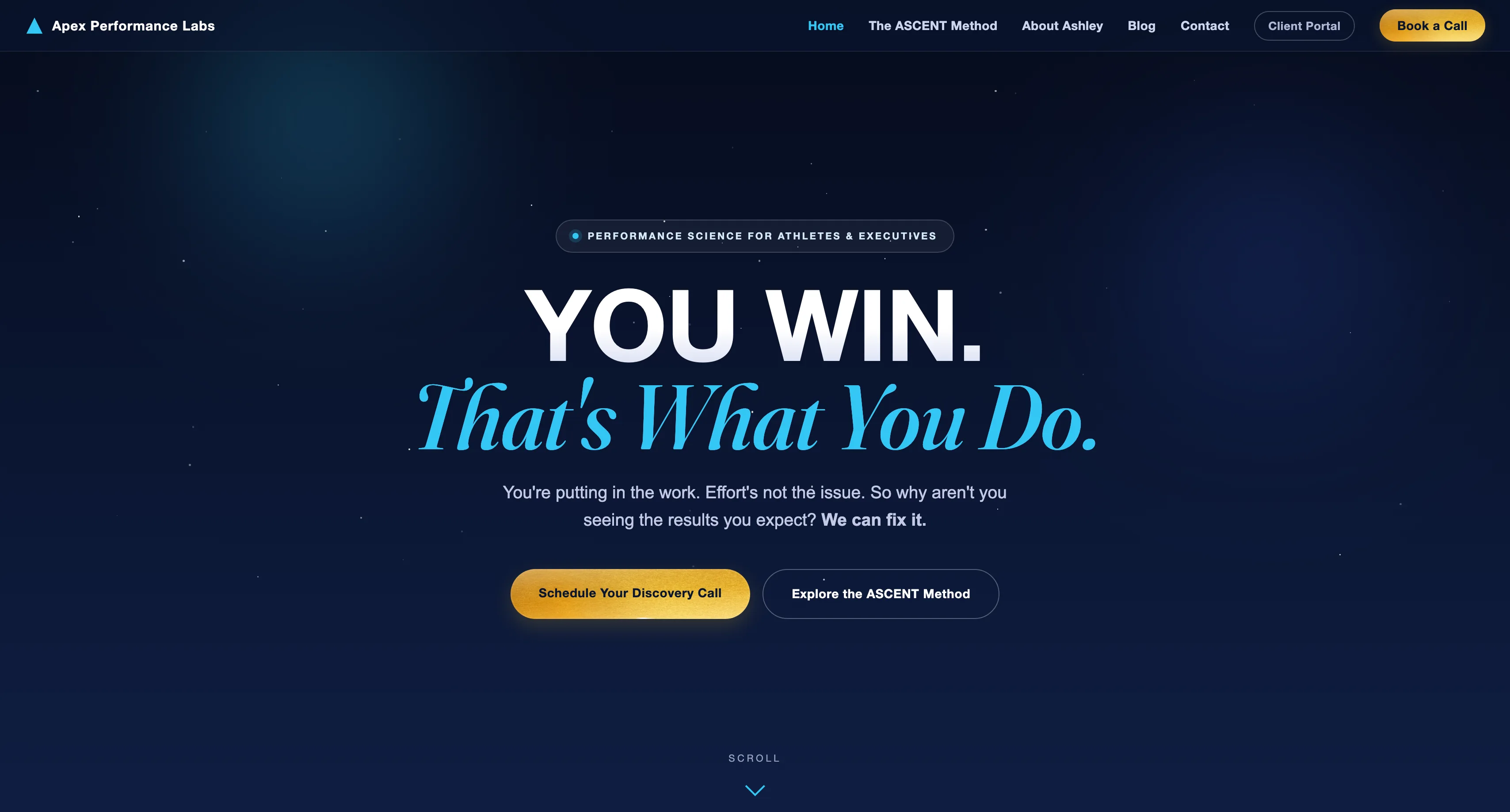 Apex Performance Labs homepage screenshot