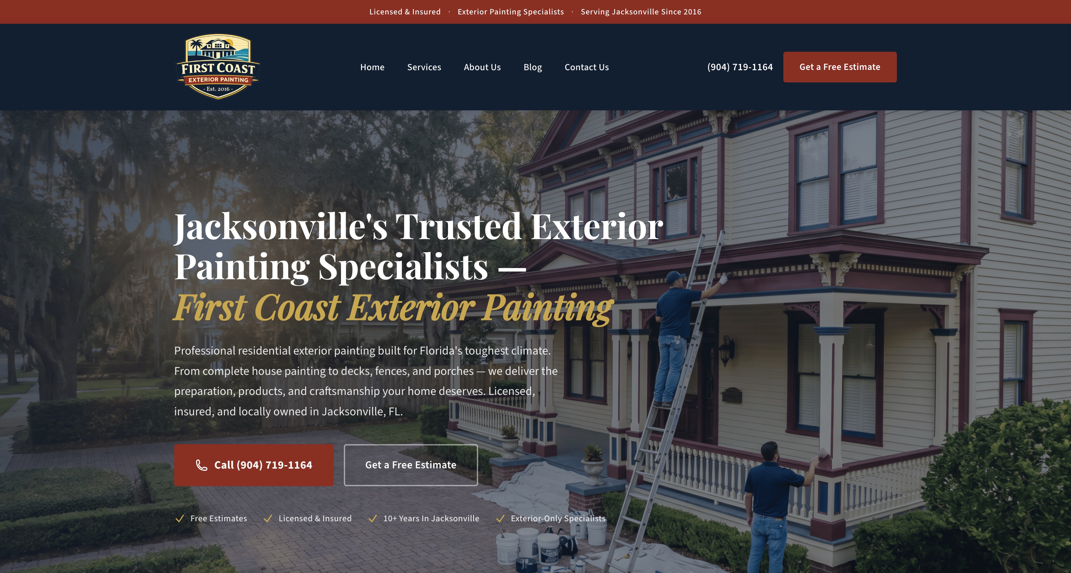 First Coast Exterior Painting homepage screenshot