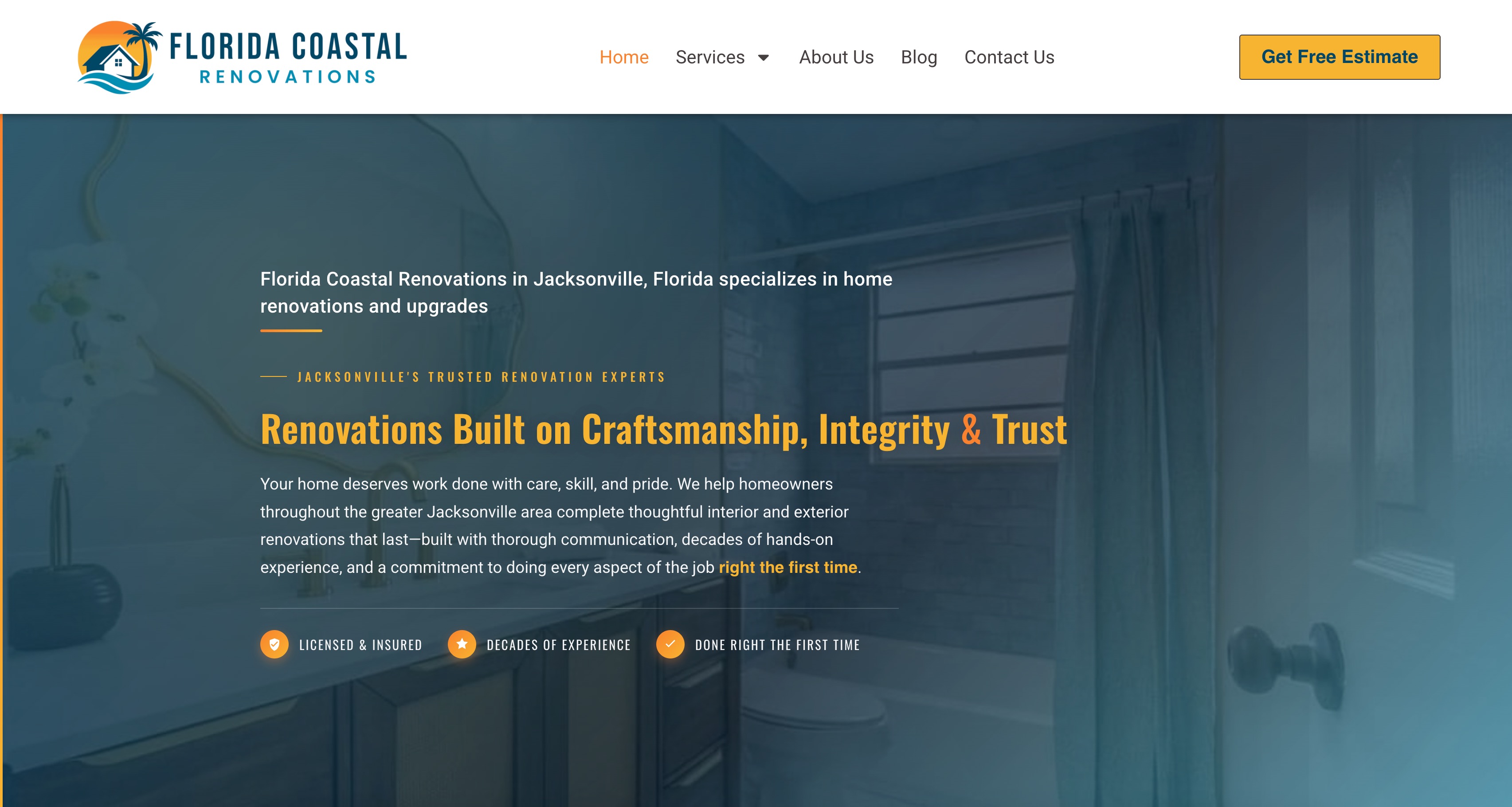 Florida Coastal Renovations homepage screenshot