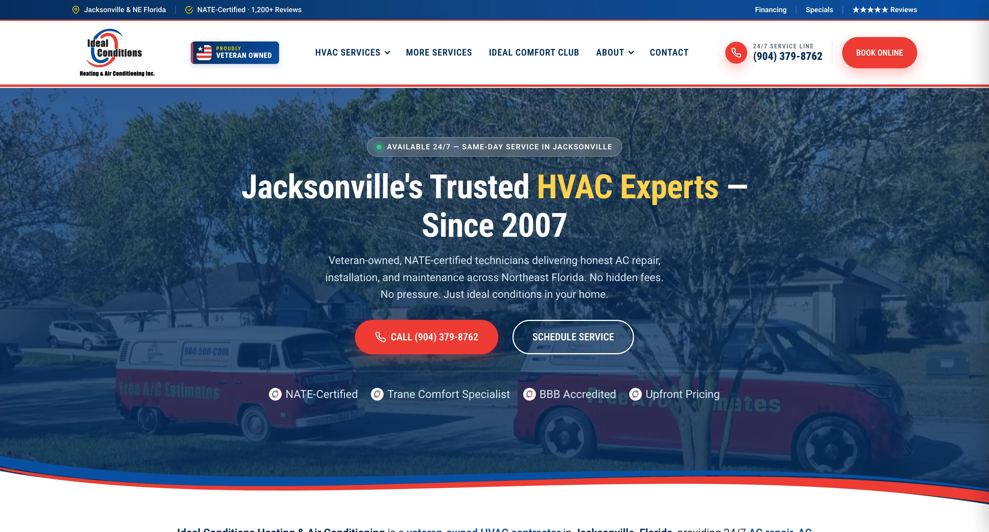 Ideal Conditions Heating and Air Conditioning homepage screenshot